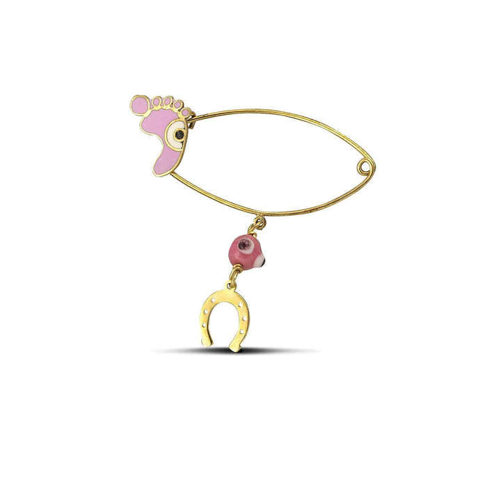 Χρυση παραμάνα Κ9 με πέταλο και σμάλτο WSP0902.011