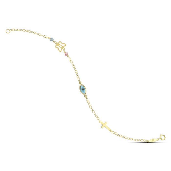 Χρυσό βραχιόλι παιδικό Κ9 με ματάκι KJ5102.024