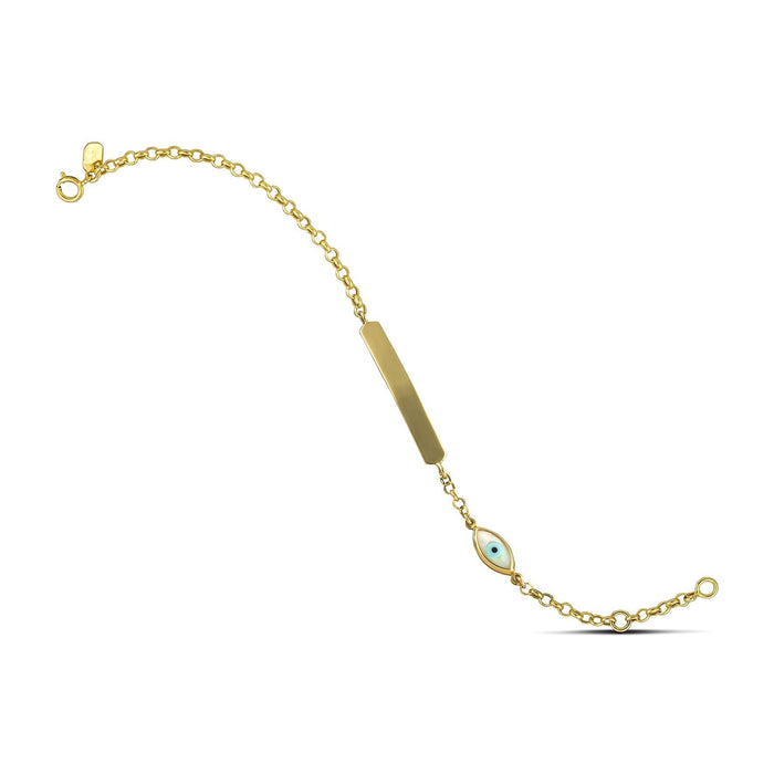 Χρυσό βραχιόλι ταυτότητα Κ14 με ματάκι
