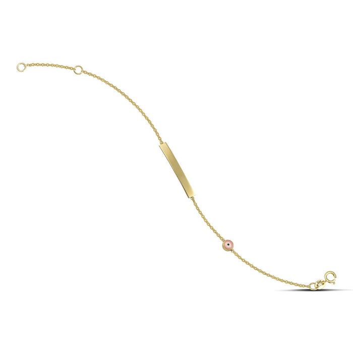 Χρυσό βραχιόλι ταυτότητα Κ14 με μάτι και σμάλτο