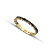 Χρυσό δαχτυλίδι Κ14 βεράκι με μαύρες πέτρες