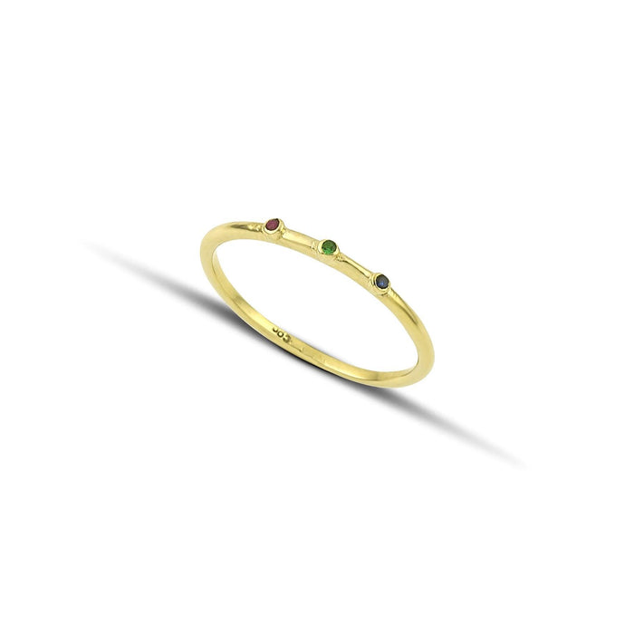 Χρυσό δαχτυλίδι Κ14 βεράκι με πολύχρωμες πέτρες RG0603.090