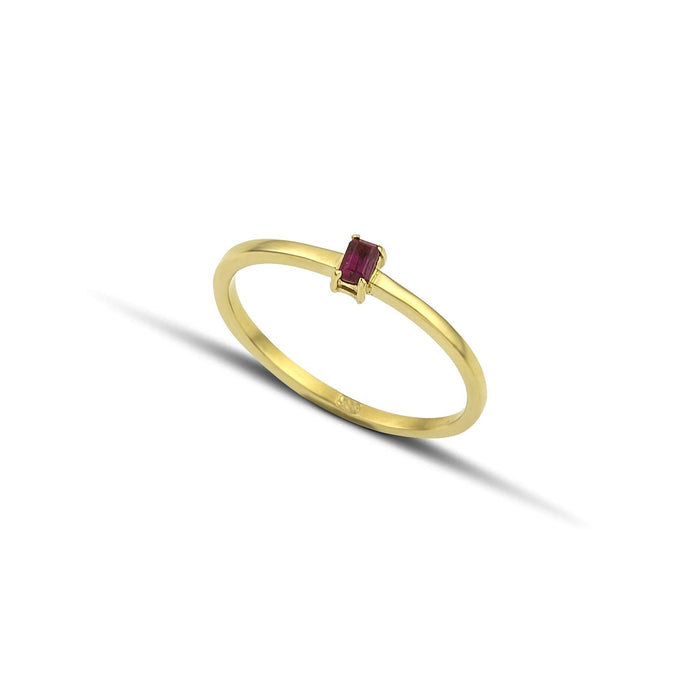 Χρυσό δαχτυλίδι Κ14 με κόκκινη πέτρα