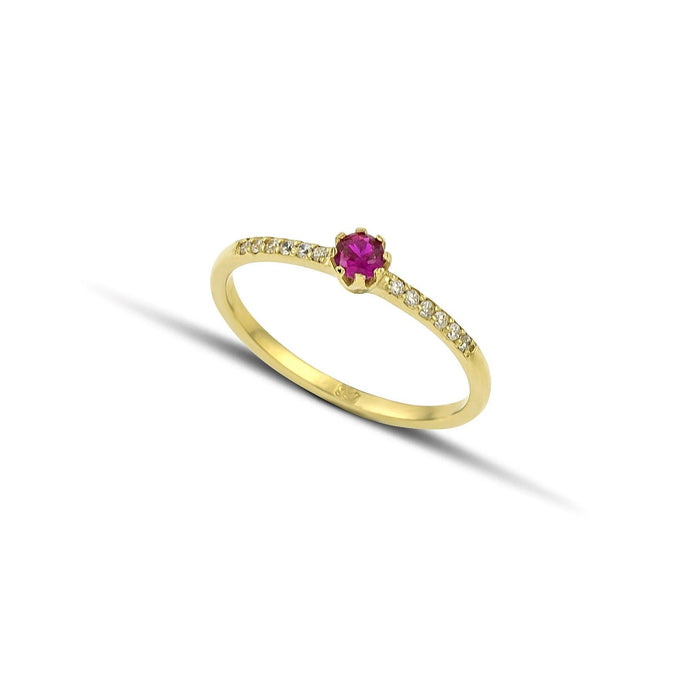 Χρυσό δαχτυλίδι Κ14 με κόκκινη πέτρα RG0603.088