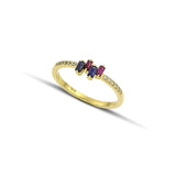 Χρυσό δαχτυλίδι Κ14 με πολύχρωμες πέτρες