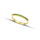 Δαχτυλίδι μισόβερο από χρυσό Κ14 με πράσινα ζιργκόν.