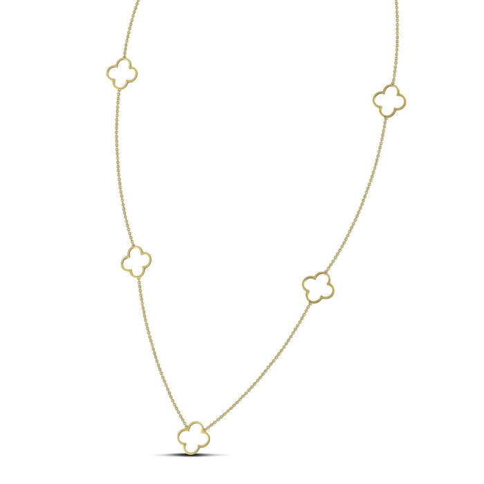 Alt text: Χρυσό κολιέ 14Κ μακρύ με σταυρούς NL104 σε γυναικείο σχέδιο με αλυσίδα 50cm και διακριτικό χρυσό φινίρισμα.