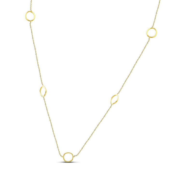 Χρυσό κολιέ Κ14 μακρύ με στρογγυλά στοιχεία