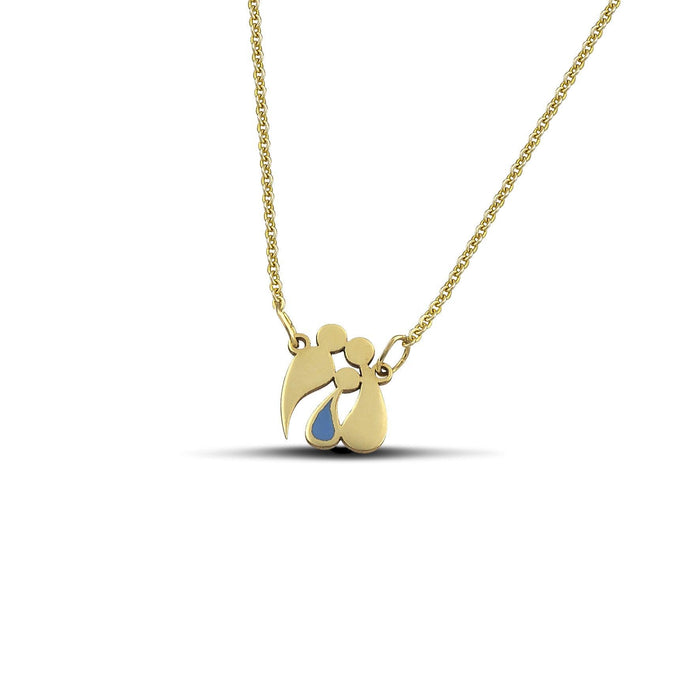 Χρυσό κολιέ Κ14 οικογένεια με ένα αγόρι και σμάλτο