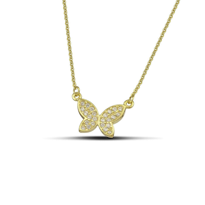 Χρυσό κολιέ Κ14 πεταλούδα με πέτρες