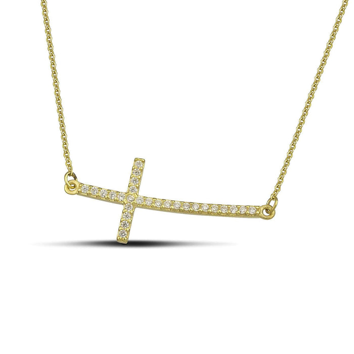 Χρυσό κολιέ Κ14 σταυρός οριζόντιος με πέτρες