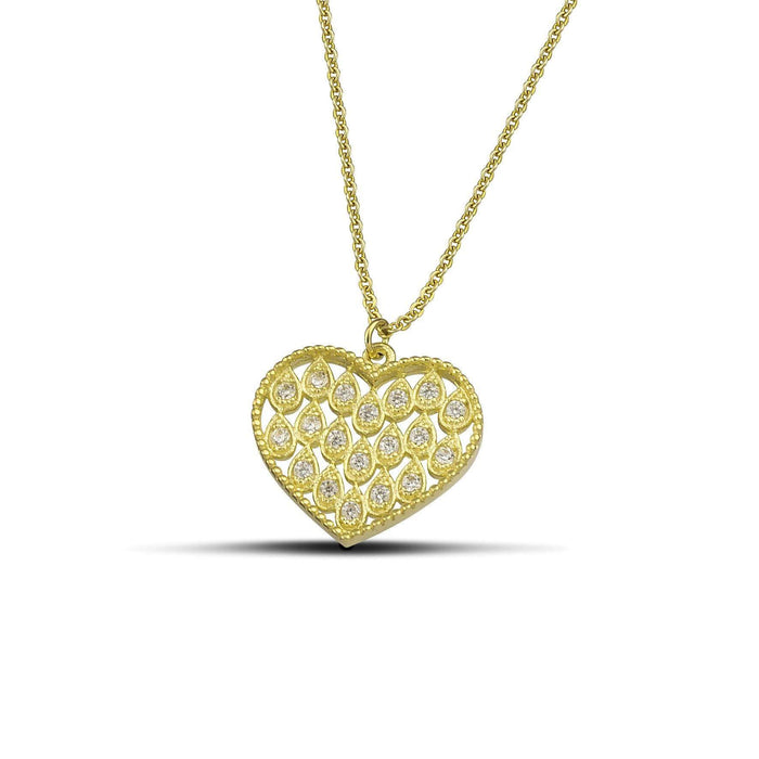 Χρυσό κολιέ Κ9 καρδιά με πέτρες