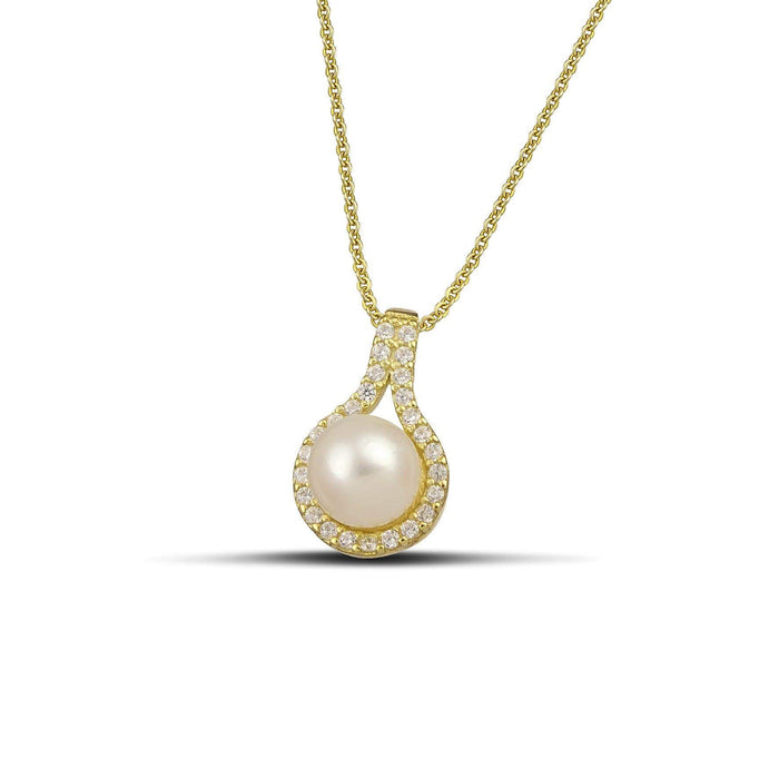 Χρυσό κολιέ Κ9 NL5102.022 με μαργαριτάρι και πέτρες