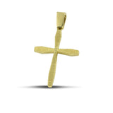 Μοντέρνος σταυρός βάπτισης διπλής όψης από χρυσό Κ14 για αγόρι. 