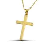 Χρυσός σταυρός Κ18 με διαμάντια και χρυσή αλυσίδα. 